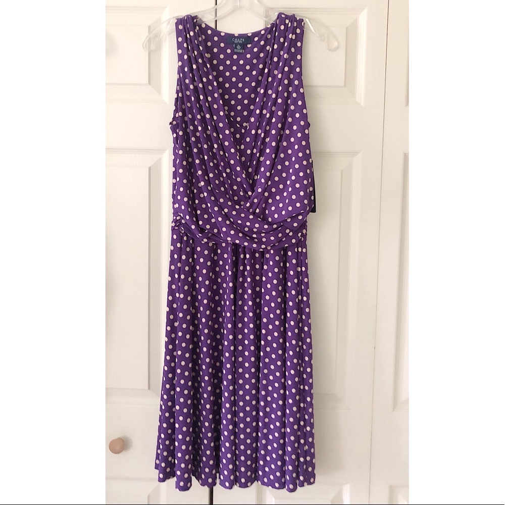 NWT Chaps purple polka-dot summer dress!